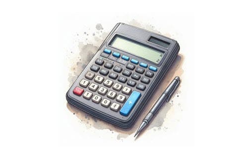AI-generated watercolor painting of a calculator.
