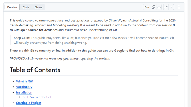 Screenshot of the guide hosted on GitHub.