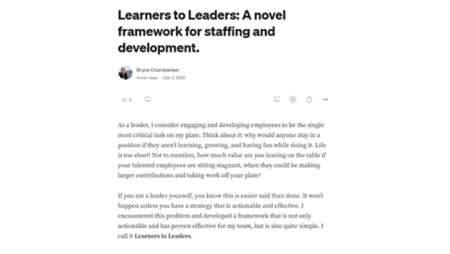 Screenshot of the article hosted on Medium.