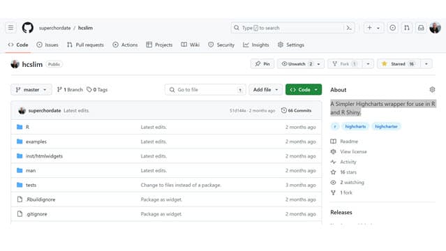 Screenshot of Bryce's GitHub project page.